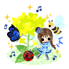 可愛い妖精と綺麗な菜の花