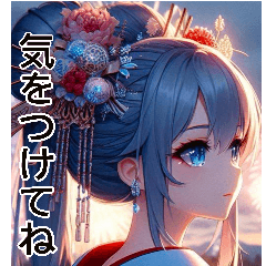 アニメ、花火、着物、女の子。