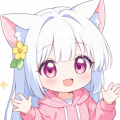 白×ピンク猫耳パーカーな女の子スタンプ