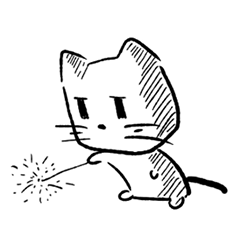 キューブの顔の猫の移動ステッカー