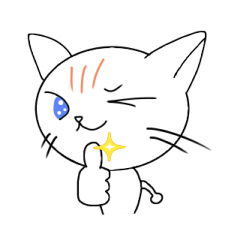 可愛くてカッコイイ白猫のスタンプ 英語ver