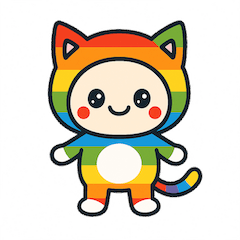 キンちゃん　カラフル猫の着ぐるみスタンプ