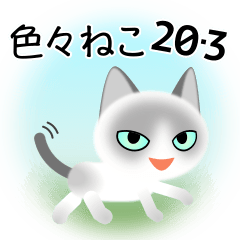 色々な猫20-3 短毛-白にグレー柄