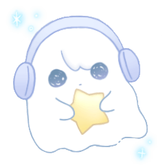 かわいいヘッドホンおばけの日常スタンプ