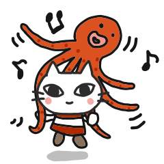 シマシマでか目ネコ