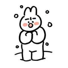 無表情うさぎのふゆスタンプ