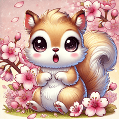 桜とリスのスタンプ@SFW