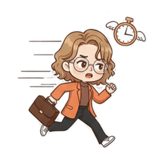 Businesswoman, wear glasses, orange suit