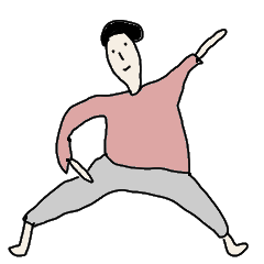 ピンクとグレーの人