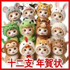 毎年使える 十二支 干支 着ぐるみねこ 正月