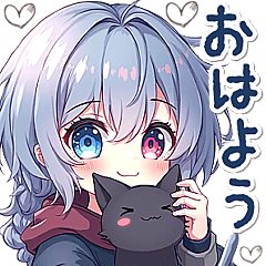 ゆるっとオッドアイ♡黒猫と2人の癒し挨拶