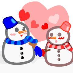 冬の雪だるまと雪兎です