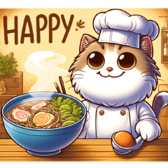 美味しさ爆発！猫ラーメンスタンプ