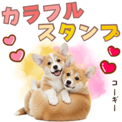 コーギー♡カラフルスタンプ