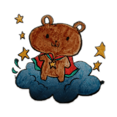 横顔スタンプと星くま