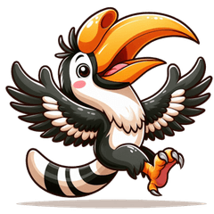 かわいいサイチョウのカートゥーンスタンプ