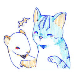 いぬねこいたちのペン画スタンプ