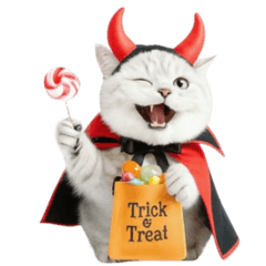 ハロウィンのかわいい悪魔の猫 V.2