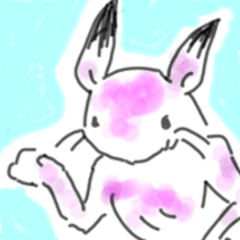 ウサギさんとカエルさん(鳥獣戯画風)