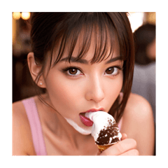 アイスクリームを舐める女の子【文字なし】