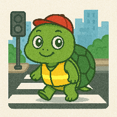 Cautious Turtle Crossing
