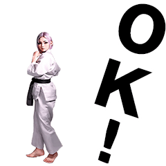 アニメ風のリアルに動く空手女子スタンプ