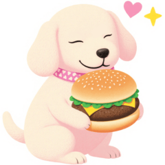 ハンバーガーと犬さんスタンプ