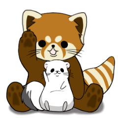 レッサーパンダの茶太郎とオコジョの小太郎