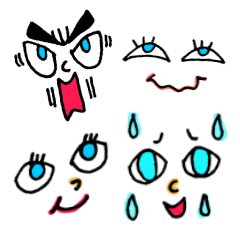 青い瞳の顔だけスタンプ