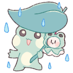 可愛いかえるちゃんとてるてる坊主