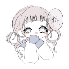 亜麻色かわいい女の子のスタンプ