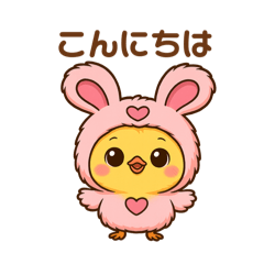 ひよこウサギ「ぴよモモ」　　日常スタンプ