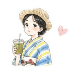 着物を着た女の子　雪花絞り