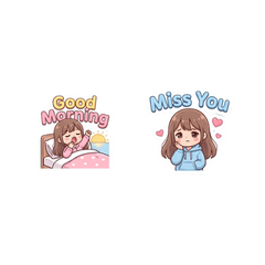 Cute 3D Curly Girl: Warm Miss You