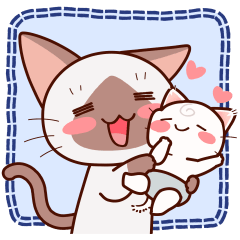 赤ちゃんシロくんとシャムちゃん