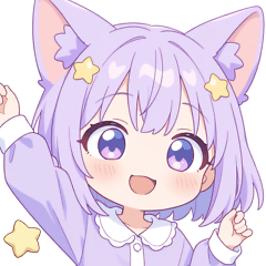キュートナイト猫の女の子スタンプ