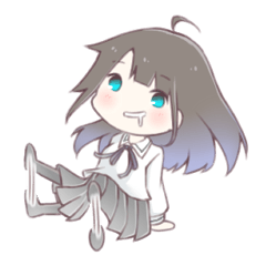 ちょっとぶっとび黒髪少女スタンプ