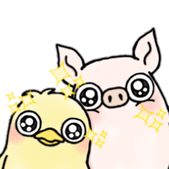 変なキャラのブタ