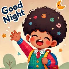 アフロ幼稚園児のスタンプ@SFW