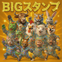 面白いずっと使えるあけおめ十二支と他動物