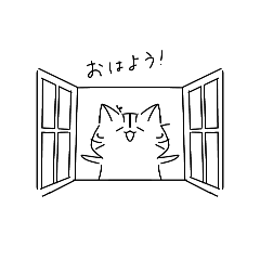 可愛い（？）ねこの白黒スタンプ