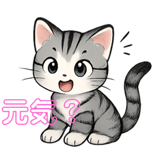 三毛猫グレー猫にゃーちゃん