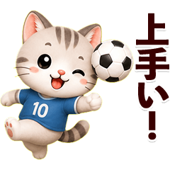 サッカーを応援するネコ