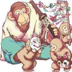 動く サムライちんぱんじー in ENG