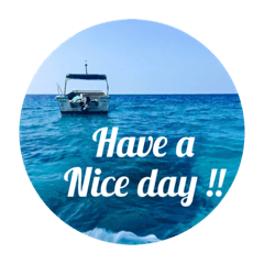 絶景ビーチとカフェのスタンプ