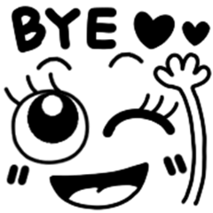 大人❤おしゃゆるデカ目可愛い白黒スタンプ