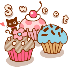 ピンク×ブルーのPOPなスタンプ