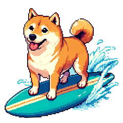 ドット絵 サーファー 柴犬 40種 サーフィン