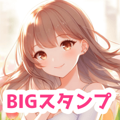チューリップ畑の女の子BIGスタンプ〈春〉