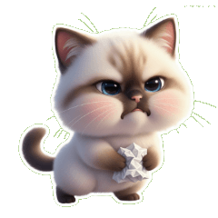 デカ頭猫の徹底拒否＆ガン無視スタンプ